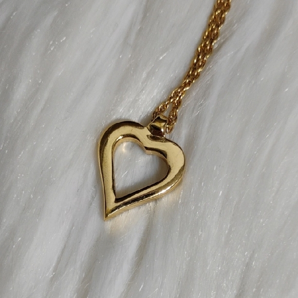 Authentic Christian Dior Gold Heart Rhinestone Necklace - Picture 6 of 12